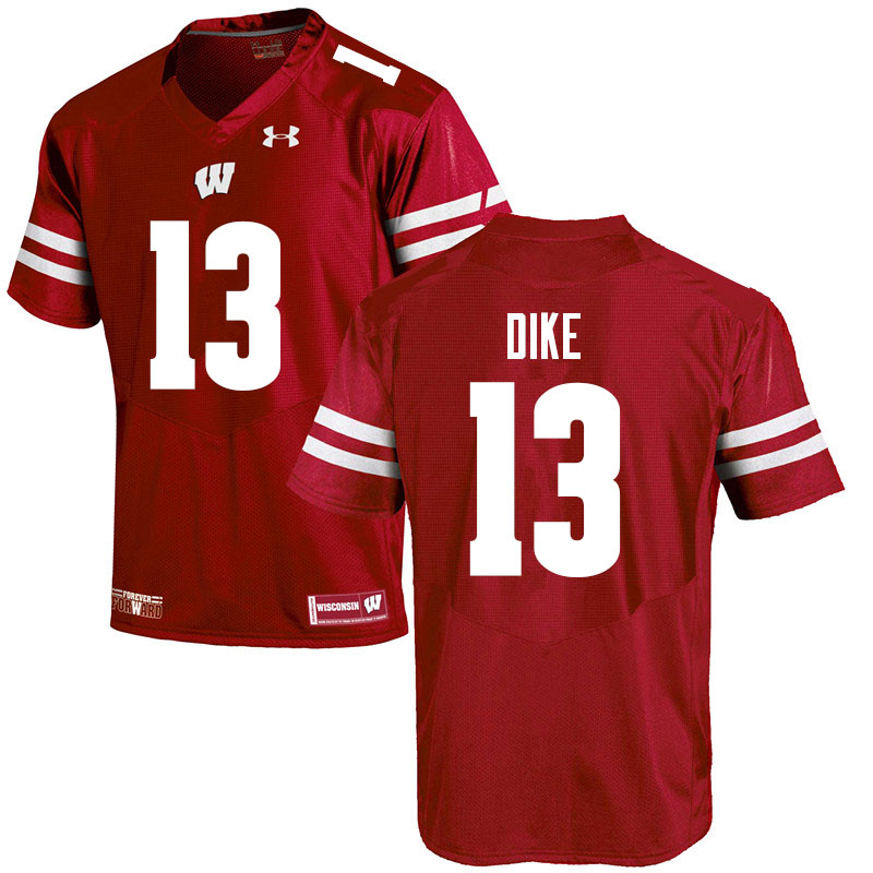 Men #13 Chimere Dike Wisconsin Badgers College Football Jerseys Sale-Red - Click Image to Close